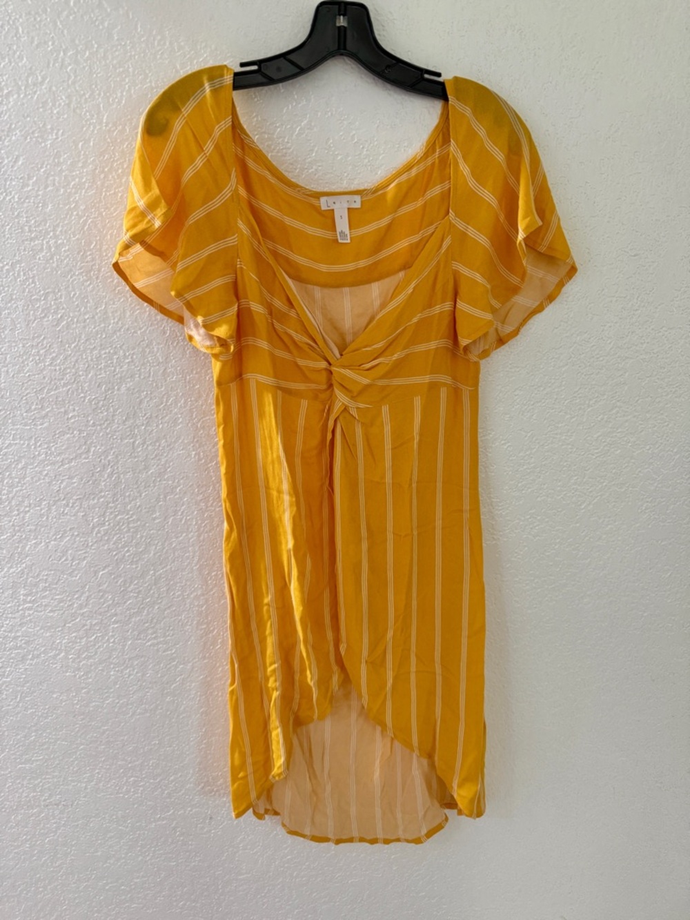 Leith Yellow Striped Twist-Front Blouse Size Small